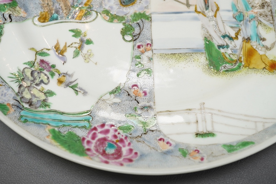 Three Chinese enamelled porcelain plates, mid 19th century